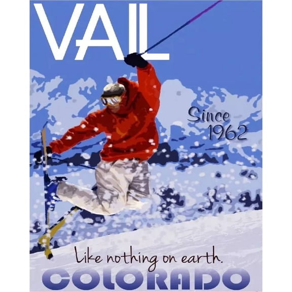 .Decoration Poster.Home Room design art print.Vail resort.Colorado ski decor 11 x 17 Inch Poster
