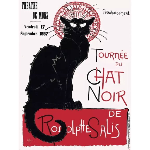 .Decoration Poster.Home Room wall design.Black Cat.French Nouveau.Chat Noir 11 x 17 Inch Poster