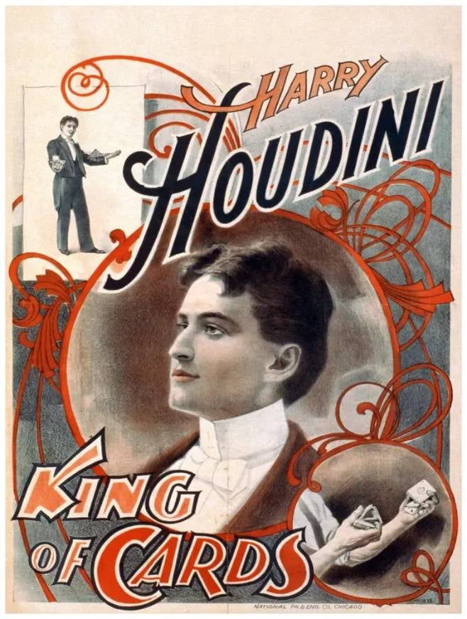.Decoration Poster.Home Room wall design art print.Harry Houdini.Cards ...