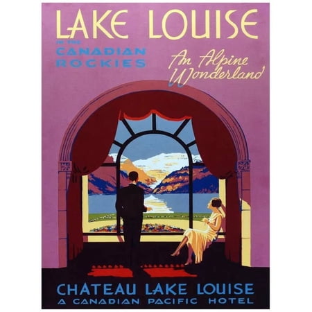 .Decoration Poster.Home Room wall design art print.Lake Louise.Canada Hotel 24 x 36 Inch Poster