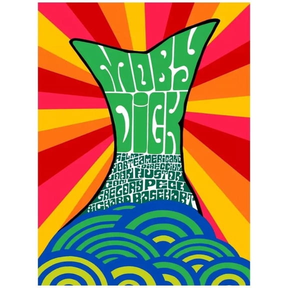 .Decoration Poster.Home Room wall design print.Moby Dick.Psychedelic whale 11 x 17 Inch Poster