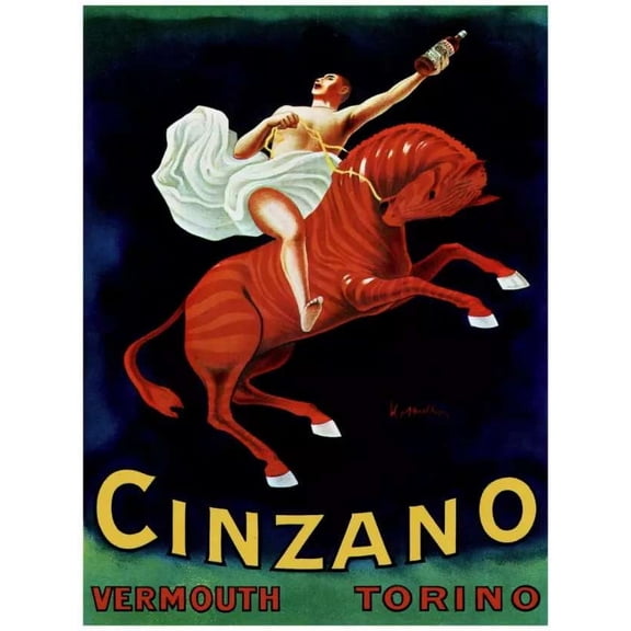 .Decoration Poster.Home Room wall interior design.Cinzano.Red Horse.Nouveau 11 x 17 Inch Poster
