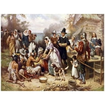 .Decoration Poster.Home design.Room art wall.Thanksgiving Dinner.Pilgrims 11 x 17 Inch Poster
