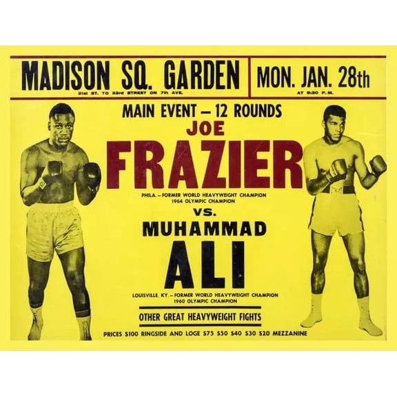 Decoration Poster.Home room art.Interior design.Boxing fight.Frazier Ali. 24 x 36 Inch Poster
