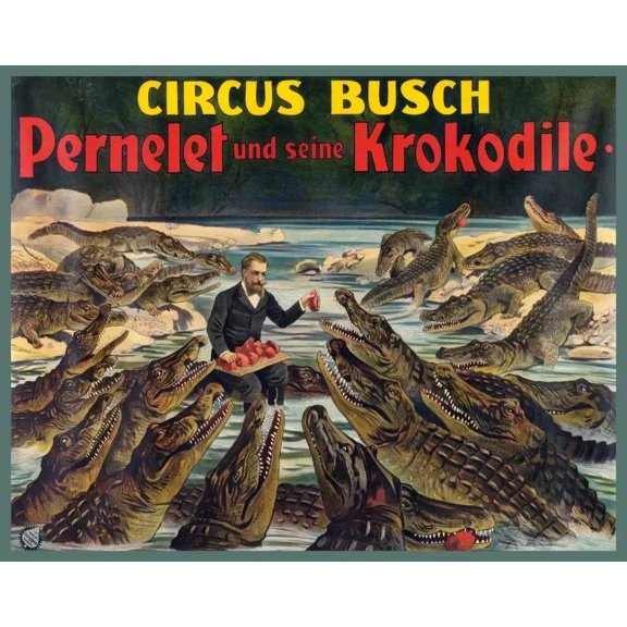 Decoration Poster.Home room art.Interior design.Circus Busch.Alligators Zoo. 11 x 17 Inch Poster