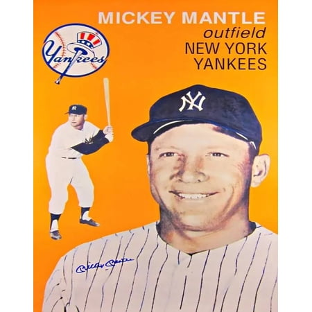 Decoration Poster.Home room art.Mickey Mantle New York Yankees baseball. 16 x 24 Inch Poster