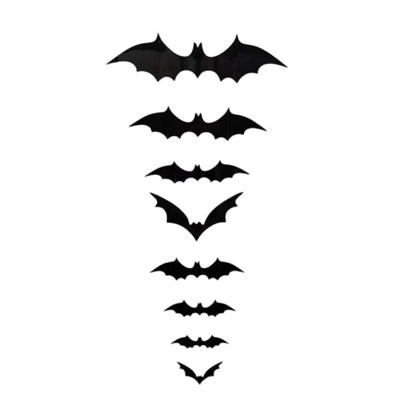 Decoration Pvc Wall Stickers 3D Stereo Removable Adhesive With No Residue, Black Spider And Bats Design With Foldable 3D Angle Adjustment, 96Pcs Reusable Decor For Home