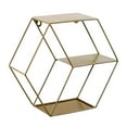 thumbnail image 1 of Decoration Rack Simple Style Wall Hanging Decoration Metal Bracket Wooden Base Natural Stability Beautiful And Generous/ Wrought Iron Hexagonal Grid Wall Rack Bronze, 1 of 8