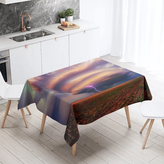 Decoration Table Rectangular Waterproof Anti-fouling Camping Outdoor Tablecloth Printed Tornado Vi