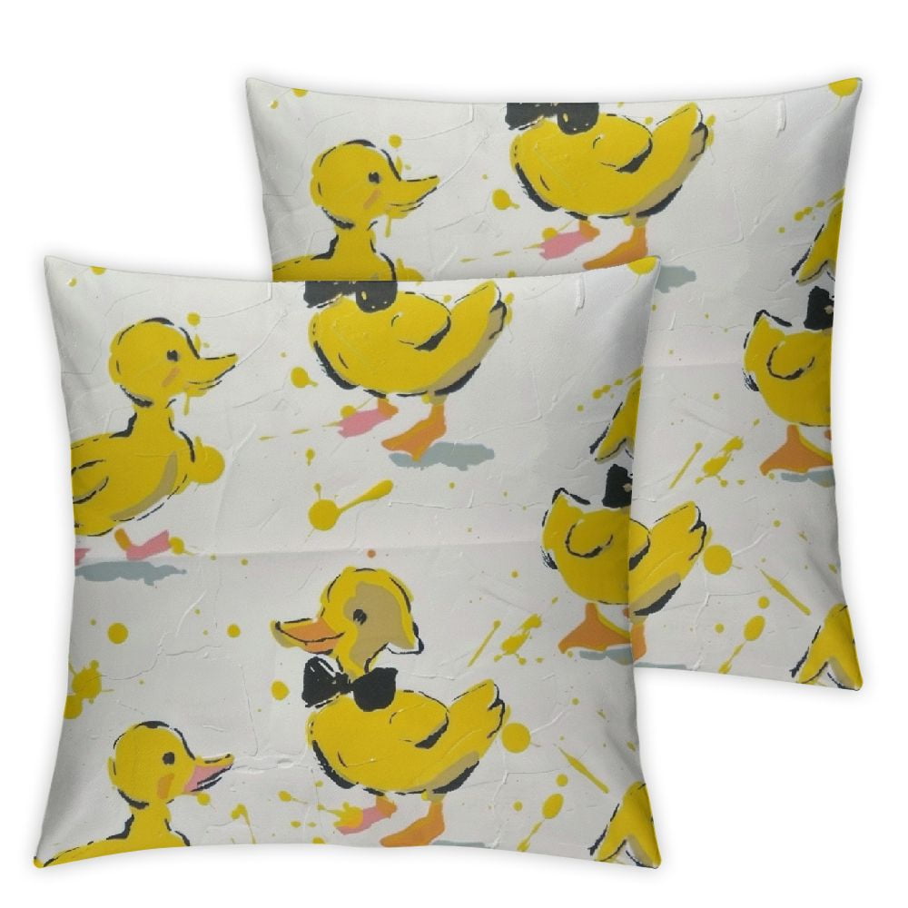 Decoration Throw Pillow Covers Pack of 2 Cute Little Duck Soft Square