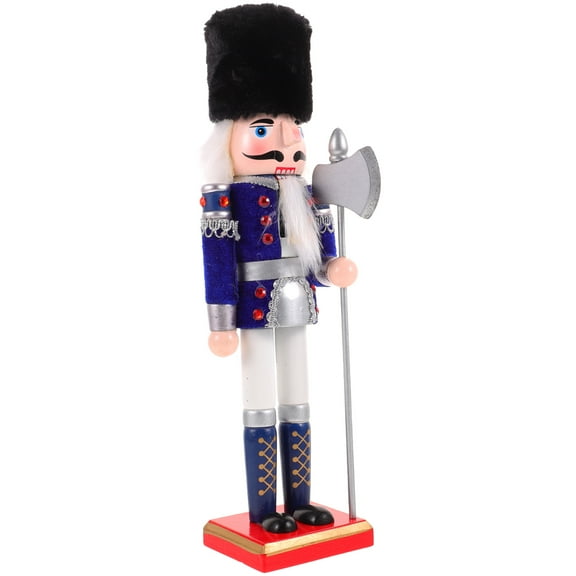 FELTECHELECTR Nutcracker Soldier Design Nutcracker Ornament Dark Blue Wood 1Pcs