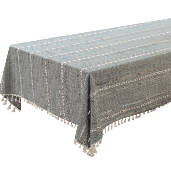 Decorationative Cotton Linen Tablecloth Strips Jacquards Pattern Sturdy Fade Home Decoration