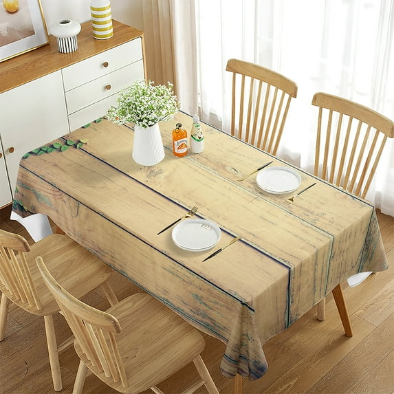 Decorations Banquet Room Dining Kitchen for Style Country Nature Board Brown Tablecloth Rectangular