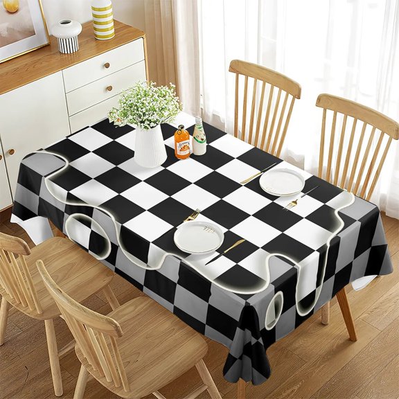 Decorations Banquet Room Dining Kitchen for Tablecloth Rectangular Decor Theme Geometry Square Check