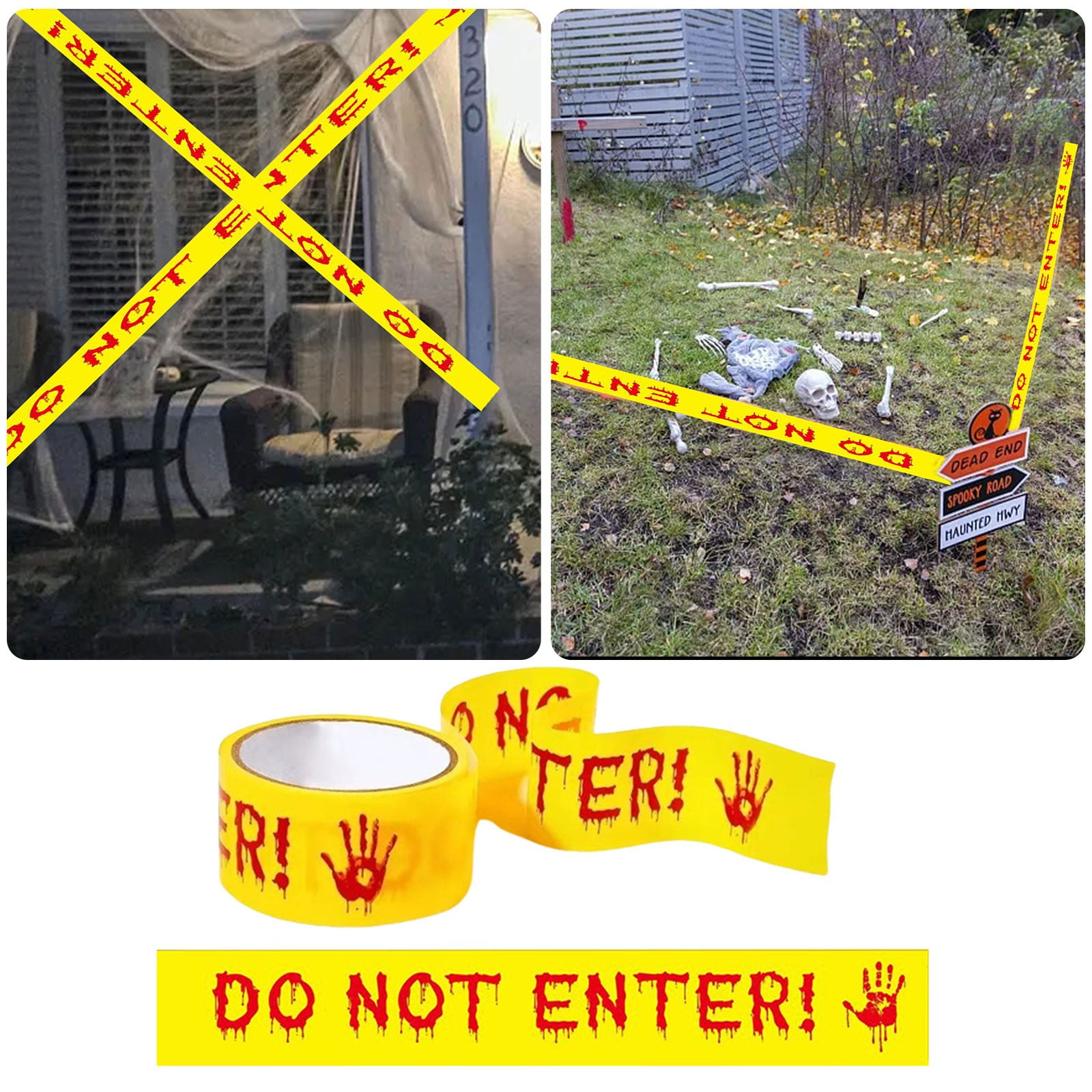 Halloween Tape Caution Tape Hazard Warning Tape 3inch Black Yellow Construction Tape For Crime Scenes For Danger Area Accessories Hazard Tape