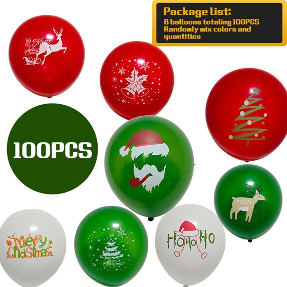 Decorations Christmas Balloons Arch Red Metallic set family shopping mall holiday decoration props for Christmas Party Decor (Christmas Set-7,10inch)