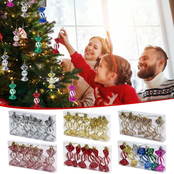 Decorations Christmas Candy Ornaments 6Pcs Plastic Peppermint Tree Hanging Decorations for Home Party Beige Rkxzt