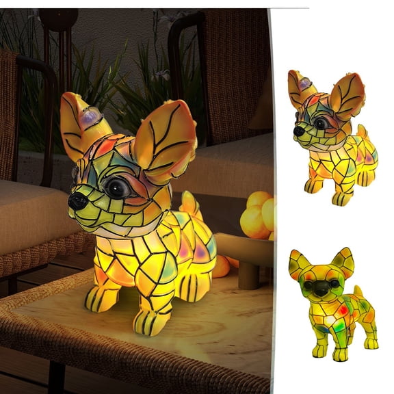 Decorations Dog Series Art Night Light LED Table Lamp Stained Resin Ornament with Corgi Dachshund Labrador Basset Hound Beagle Designs(1-Piece) Rkxzt