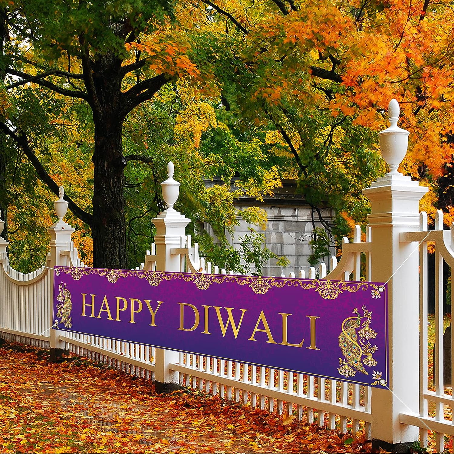 Decorations Happy Diwali Banner for Fence Yard Lawn Diwali Decor Indian