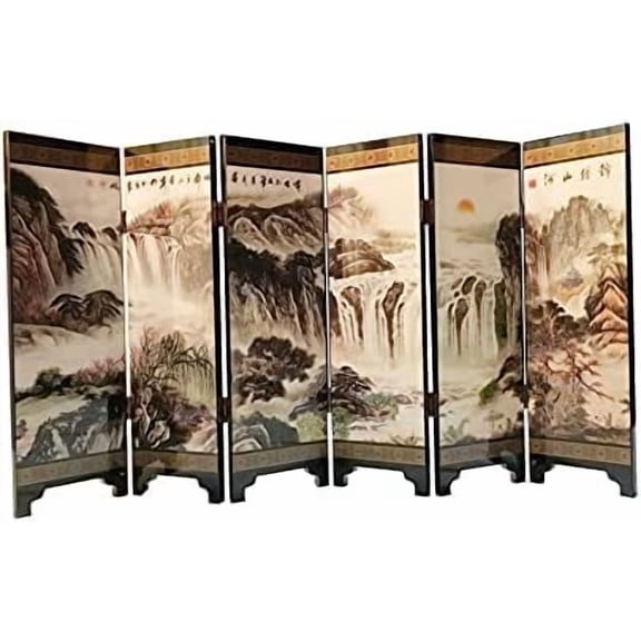 Decorations for The Home, 6 Panel Divider, Mini Folding Screen, Chinese Lacquerware, Mini Desktop Folding Screen, Feng Shui Ornaments, Oriental Gift, Business Gift$$Home Decor, Kitchen, & Other