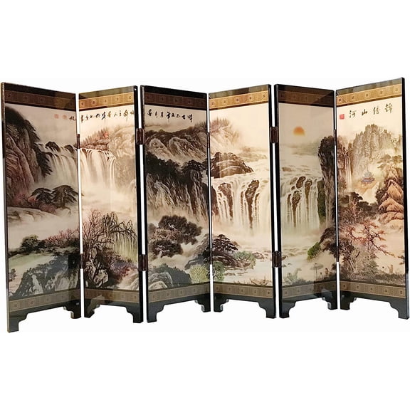 Decorations for The Home, 6 Panel Divider, Mini Folding Screen, Chinese Lacquerware, Mini Desktop Folding Screen, Feng Shui Ornaments, Oriental Gift, Business Gift