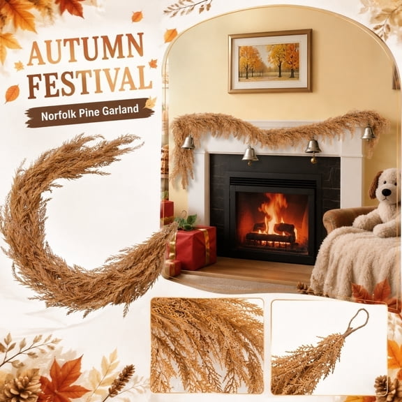 Decorations for Home, 71 Inch Faux Pampas Grass Garland, Boho Decor, Rustic Decor, Textured Two-Tone Artificial Grass Garland for Fall Wedding Arch Backdrop, Coffee Table