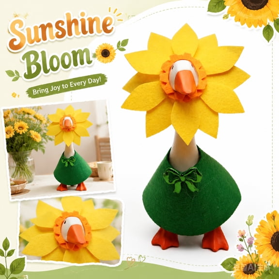 Decorations for Home, Cute Desk Decor, Yellow Felt, Tabletop Decor, 7 Inch Handmade Felt Sunflower Dress Up Set 4X4 Inch Mini Size Layered Felt Decorative Spring Accent for