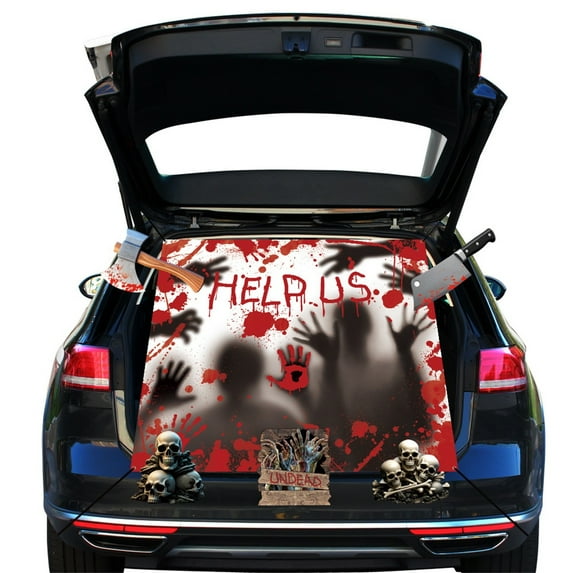 Decorations Kit - Halloween Car Decorations For SUV, Scary Witch Face Sticker Car Decor For Outdoor Garage Archway Door Wall Window Haunt