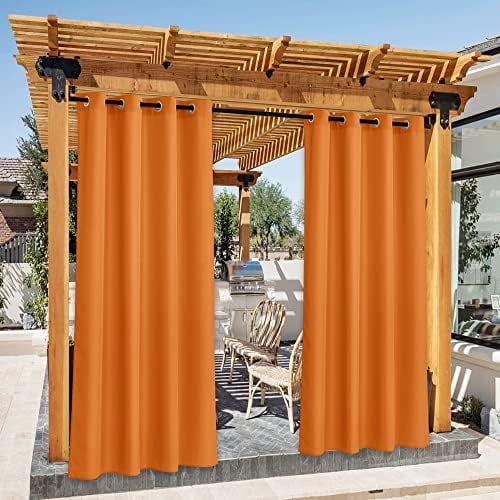 Decorations Outdoor Curtains for Patio Waterproof, Rustproof Grommet Privacy Canvas Outdoor Blinds Cold Insulation for Gazebo/Porch, W55 x L84, Orange, 2 Panels