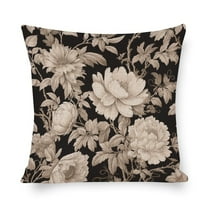 Decorations Pillow Covers Vintage Meadow Victorian Pillow Protector Black White Vintage Botanical Floral Toile Throw Pillow Cover for Living Room Bedroom 16"x16"