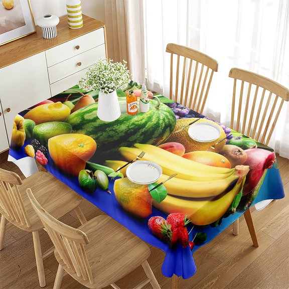 Decorations Wedding Room Dining Kitchen for Tablecloth Rectangular Art Decor Theme Summer Food Fruit