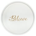 thumbnail image 1 of Decorative 13.75in Round Wood Serving Tray w Handles Believe, 1 of 7