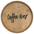 thumbnail image 1 of Elegant Designs 13.75" Decorative Round Wood Serving Tray with Handles, "Coffee Bar", Natural Wood, 1 of 7