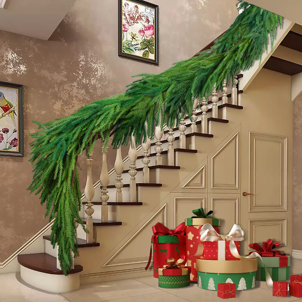 10ft-20ft Bannister Fresh Touch Norfolk Pine Garland/vines For Wedding/ Greenery/garlands/staircase Garlands/christmas Garlands