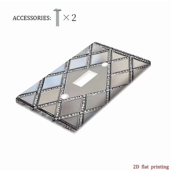 Decorative 2D Flat Printing Mirror Tile Pattern Light Switch Cover Plate for Country Bathroom Decor