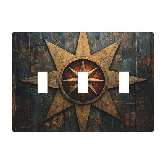 Decorative 3-Gang Toggle Light Switch Wall Plate, Triple Decorative Outlet Cover for Home Decor, Magic Rune Stars