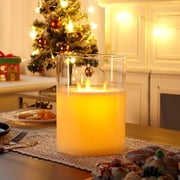 JHY DESIGN 8-inch Flameless LED Pillar Candles with Timer, Real Wax, Flickering, Battery Operated