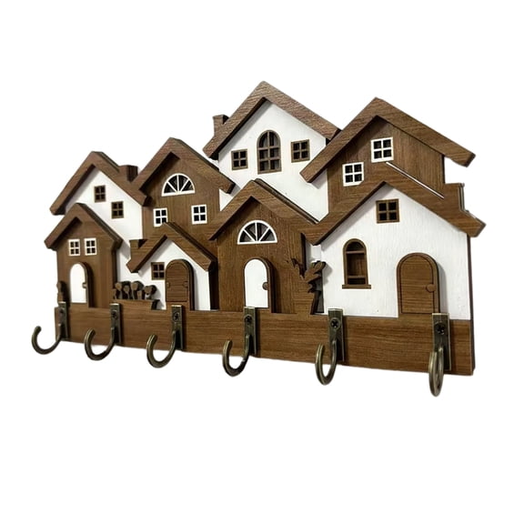 Decorative 3D House Shaped Key Rack Wood Hanger For Stylish Home Interior