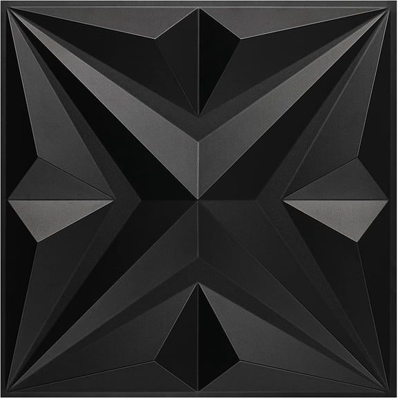 Decorative 3D Wall Panels Star Textured PVC Wall Panels for Interior Wall Dcor 19.7"x19.7" Black Pack of 12 Tiles Cover 32 Sq. Ft