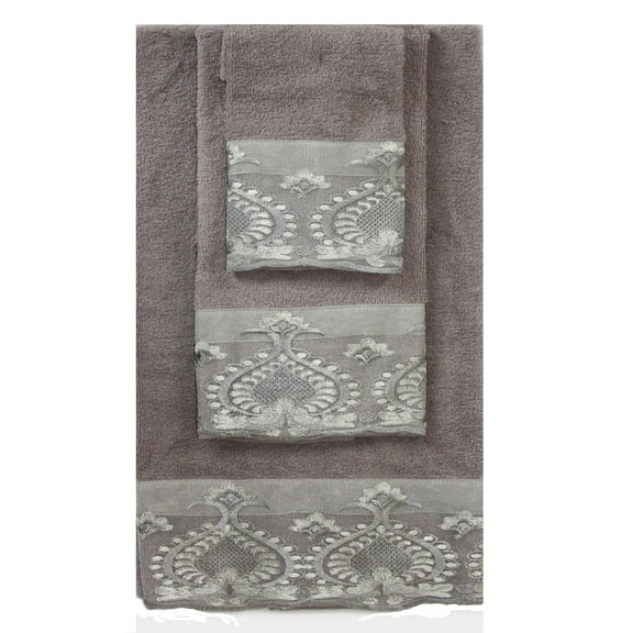 Decorative 3Pc Towel Set Crown Lace