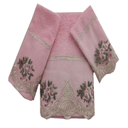 Decorative 3Pc Towel Set Tulip Flower Lace