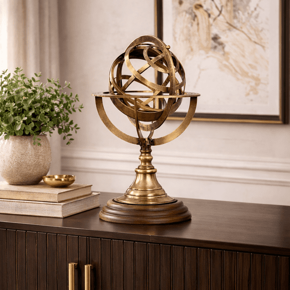Expobazaar Armillary | Decorative 4" Brass Armillary Sphere on Base