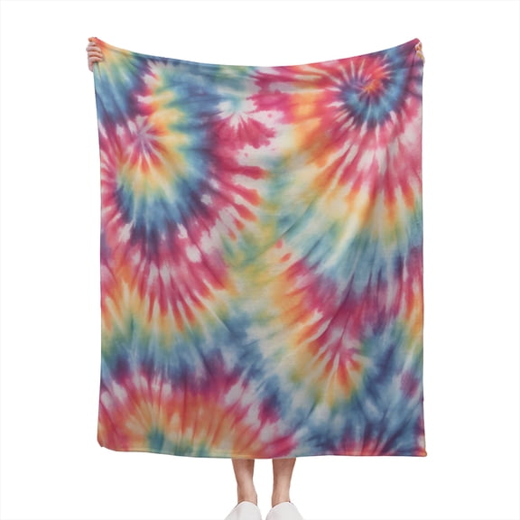 Decorative Accent Throw Blanket for Couch Sofa Bed Soft Flannel Blanket for Bedroom Living Room Abstract Tie Dye Wash Multicolor Pastel Watercolor Pattern Print Design