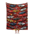 thumbnail image 1 of Decorative Accent Throw Blanket for Couch Sofa Bed – Soft Flannel Blanket for Bedroom Living Room Red Grunge Sportscars Pattern Flaming Racing Sport Car Vehicles Design, 1 of 4