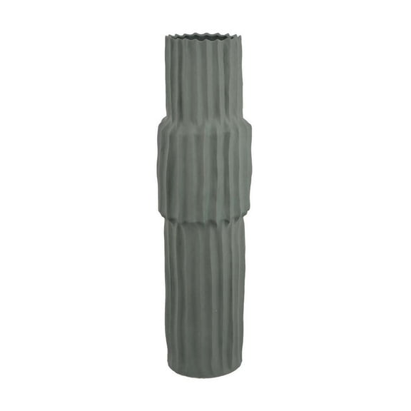 Decorative Accent Vase, Sleek Cactus Design, 36 Inch Green Ceramic