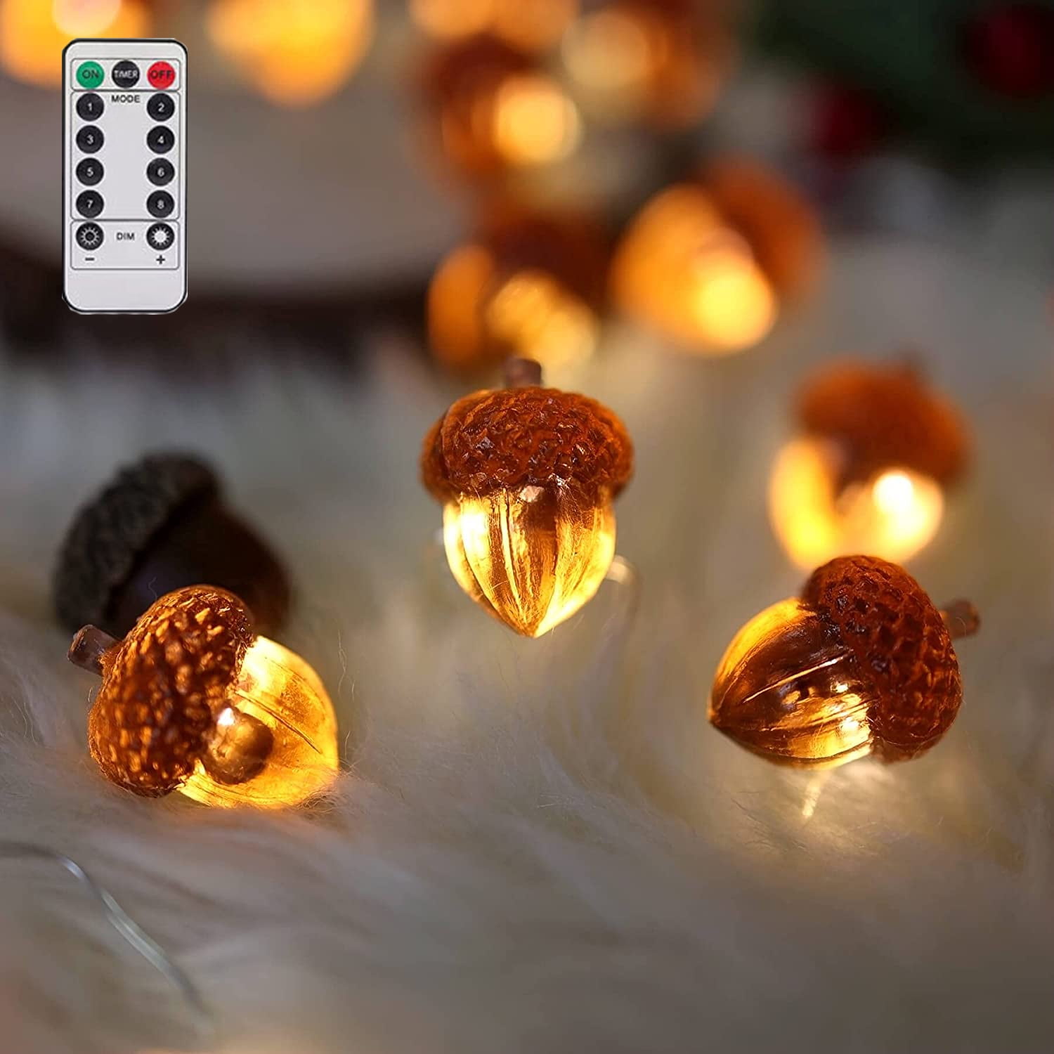 Decorative Acorn String Lights Thanksgiving Decoration Autumn Garland