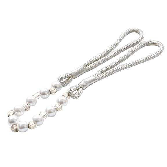 Decorative Acrylic Bead Curtain Tie, Pull Down Hook Holdback For Curtain Drapes And Window Treatments (Beige, 29.53")
