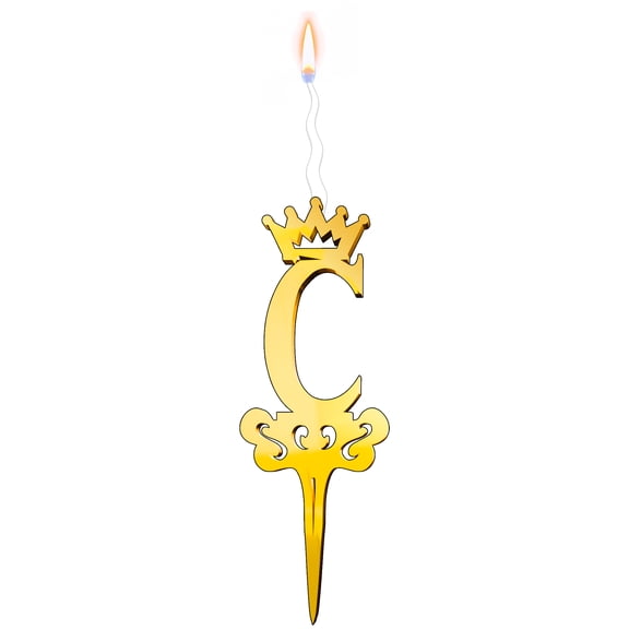 Gold Glitter Letter C - Luxury Cake Topper Candle for Birthdays, Weddings & Anniversaries - Reusable Food Safe Acrylic, Shiny Mirror Finish - Happy Birthday Cake Topper Dcor