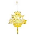 thumbnail image 1 of Happy Anniversary Reusable Gold Romantic Cake Candle - Luxury Cake Topper Candle for Birthdays, Weddings & Anniversaries - Reusable Food Safe Acrylic, Shiny Mirror Finish - Birthday Cake Topper, 1 of 7