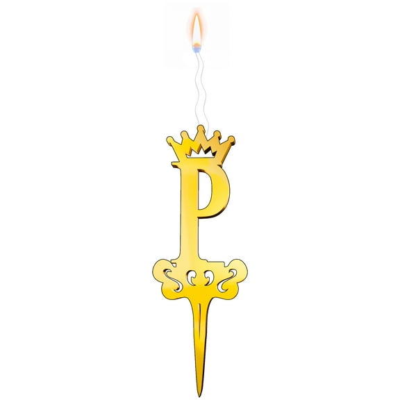 LETTER 'P' Food-Safe Gold Cake Topper Candle  Elegant and Reusable Decoration for Birthdays, Astrology-Themed Parties, and Celebrations